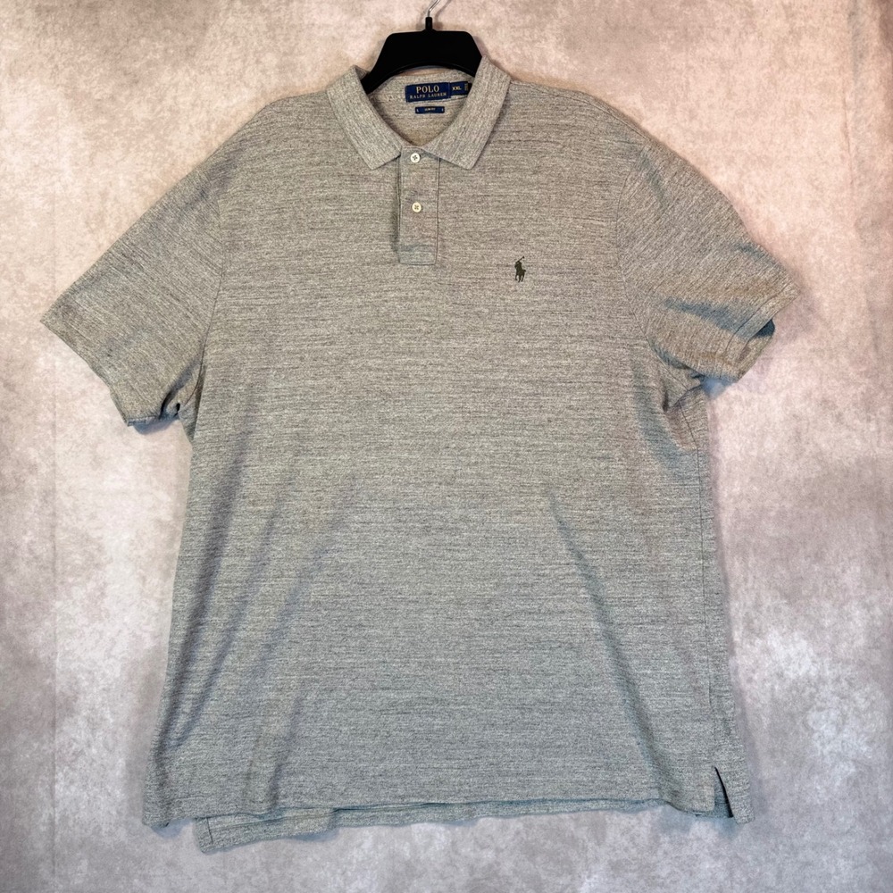 Polo Ralph Lauren Polo Shirt Men XXL Grey Slim Fit Short Sleeve Cotton Preppy